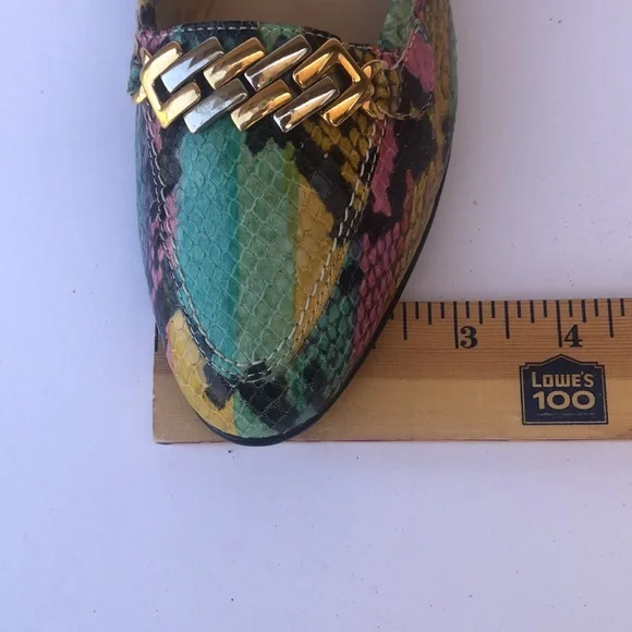 Amalfi Multicolor Snake Print Loafers with Gold Accent - Picture 10 of 16